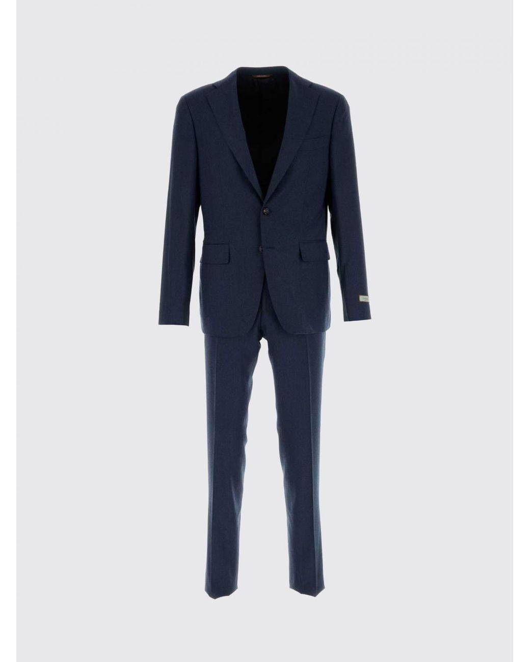 Canali Blue Single-Breasted Virgin Wool Suit With Classic Lapels for men