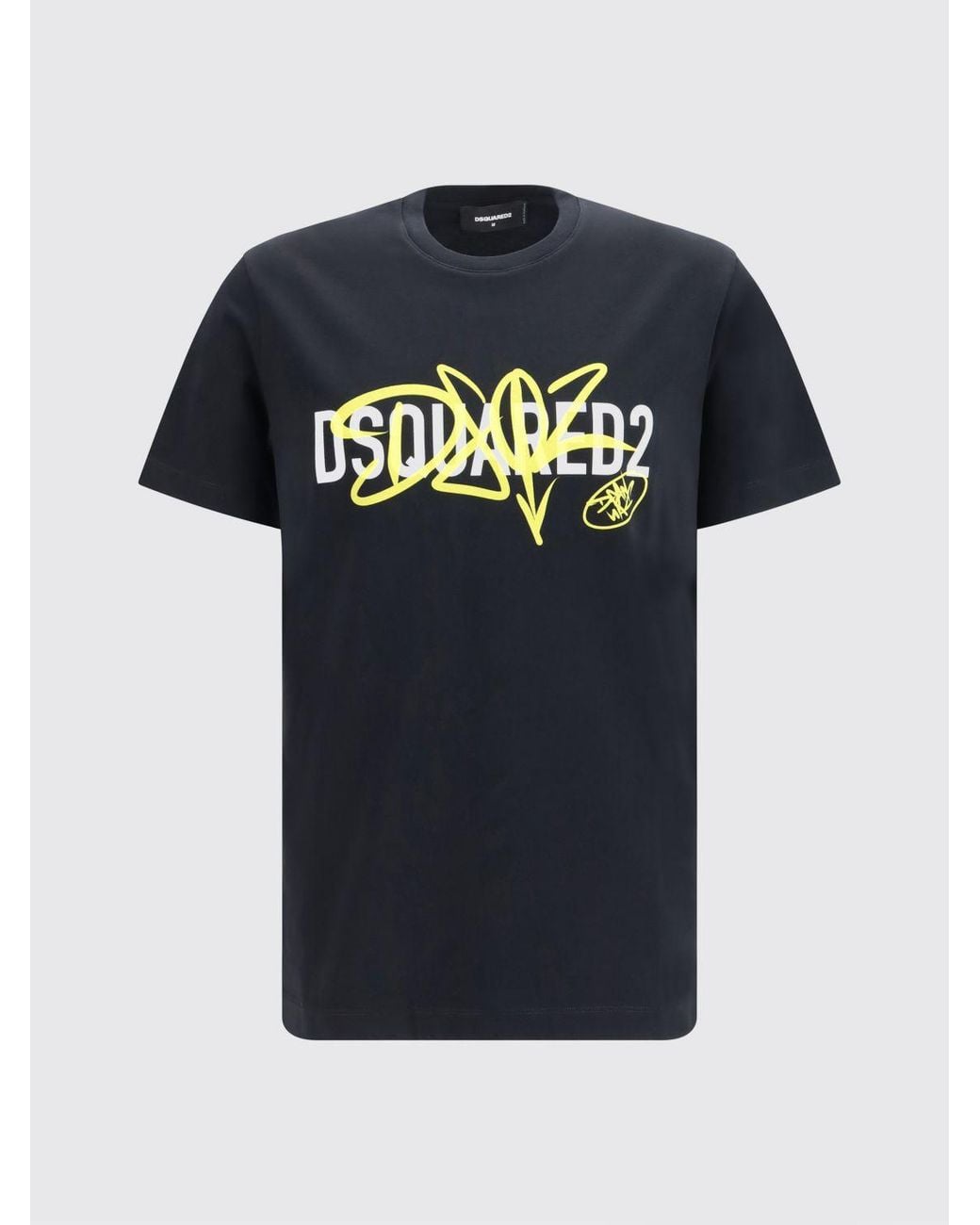 DSquared² Blue Slim Fit Cotton T-Shirt With Contrasting Logo Print for men