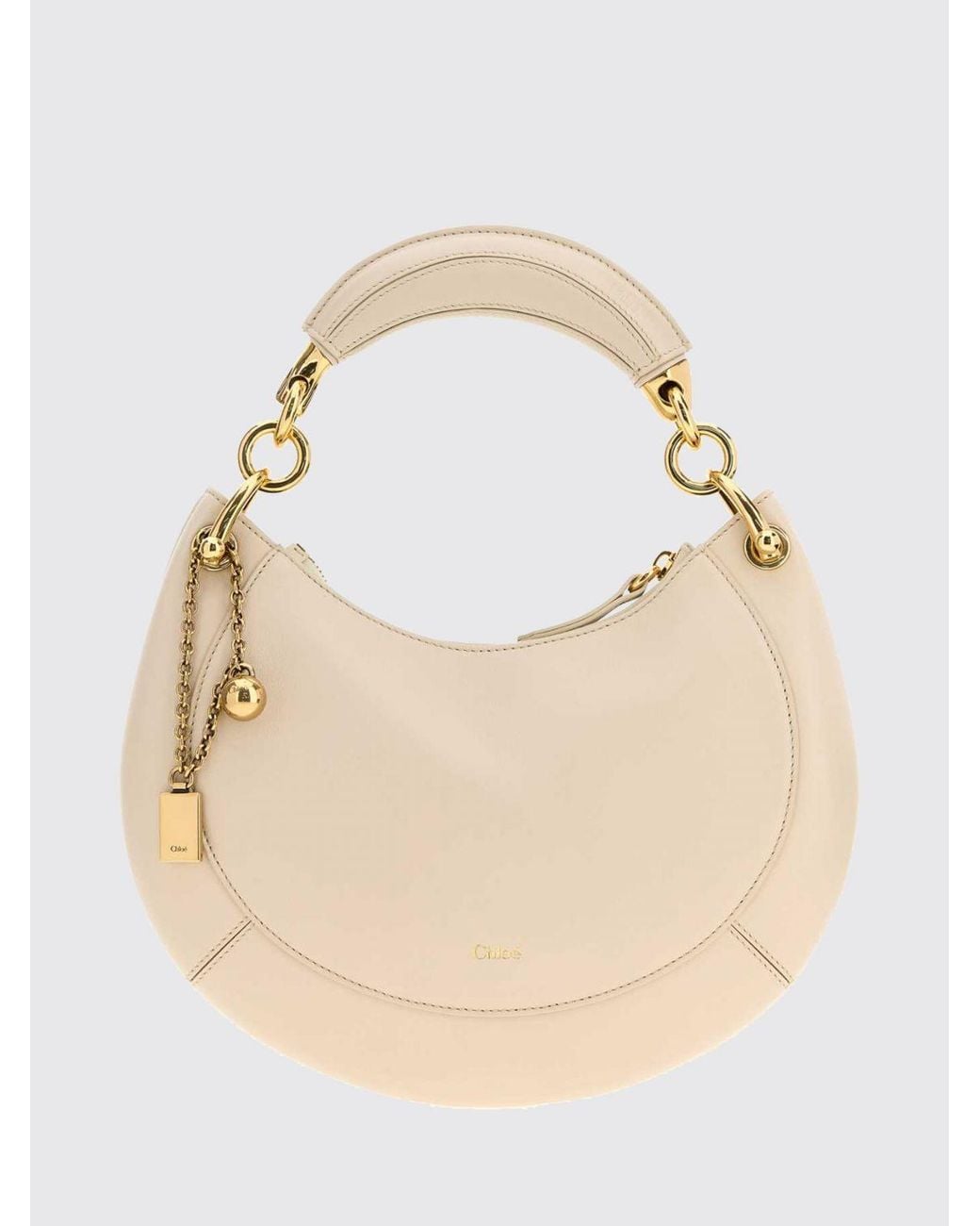 Chloé Natural ChloÉ Banana Smooth Calfskin Handbag With Rigid Handle