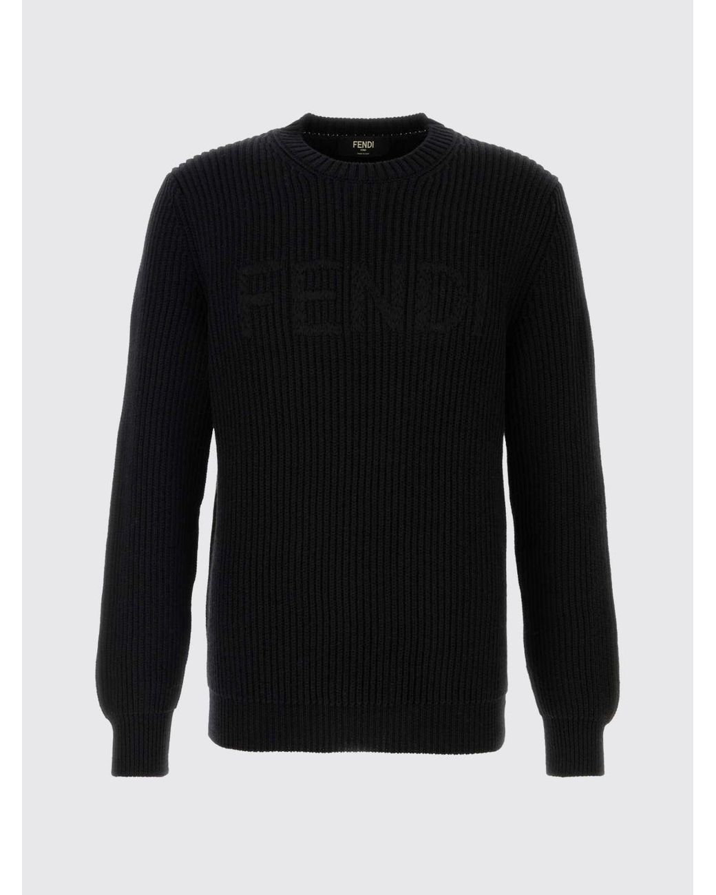 Fendi Black Wool Crew Neck Pullover for men
