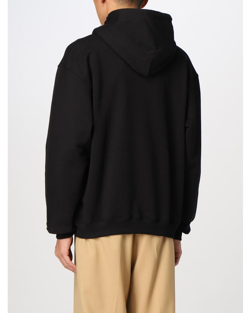 MSGM Black Cotton Sweatshirt With Print for men