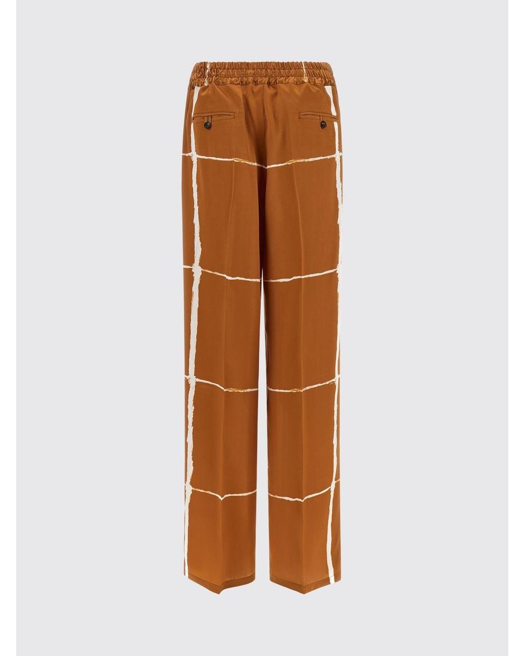 Kiton Brown Printed Silk Palazzo Trousers