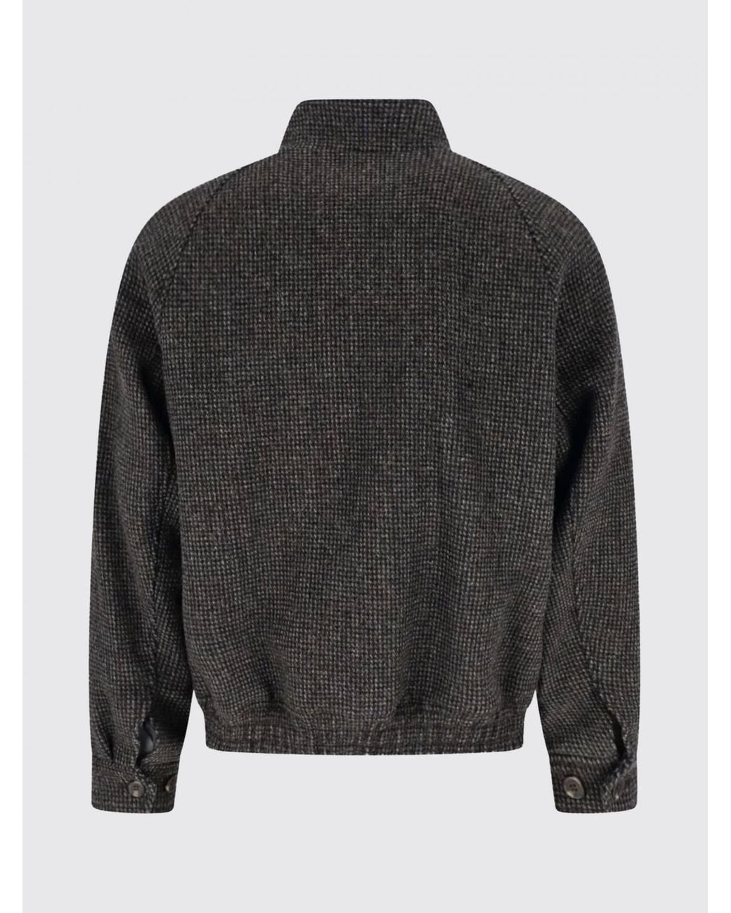 DUNST Gray High Neck Wool And Alpaca Bomber Jacket With Zip Closure