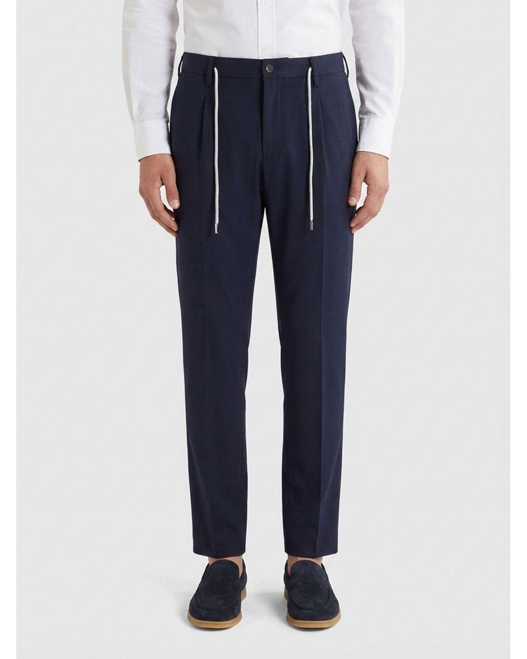 Eleventy Blue Stretch Virgin Wool Trousers for men