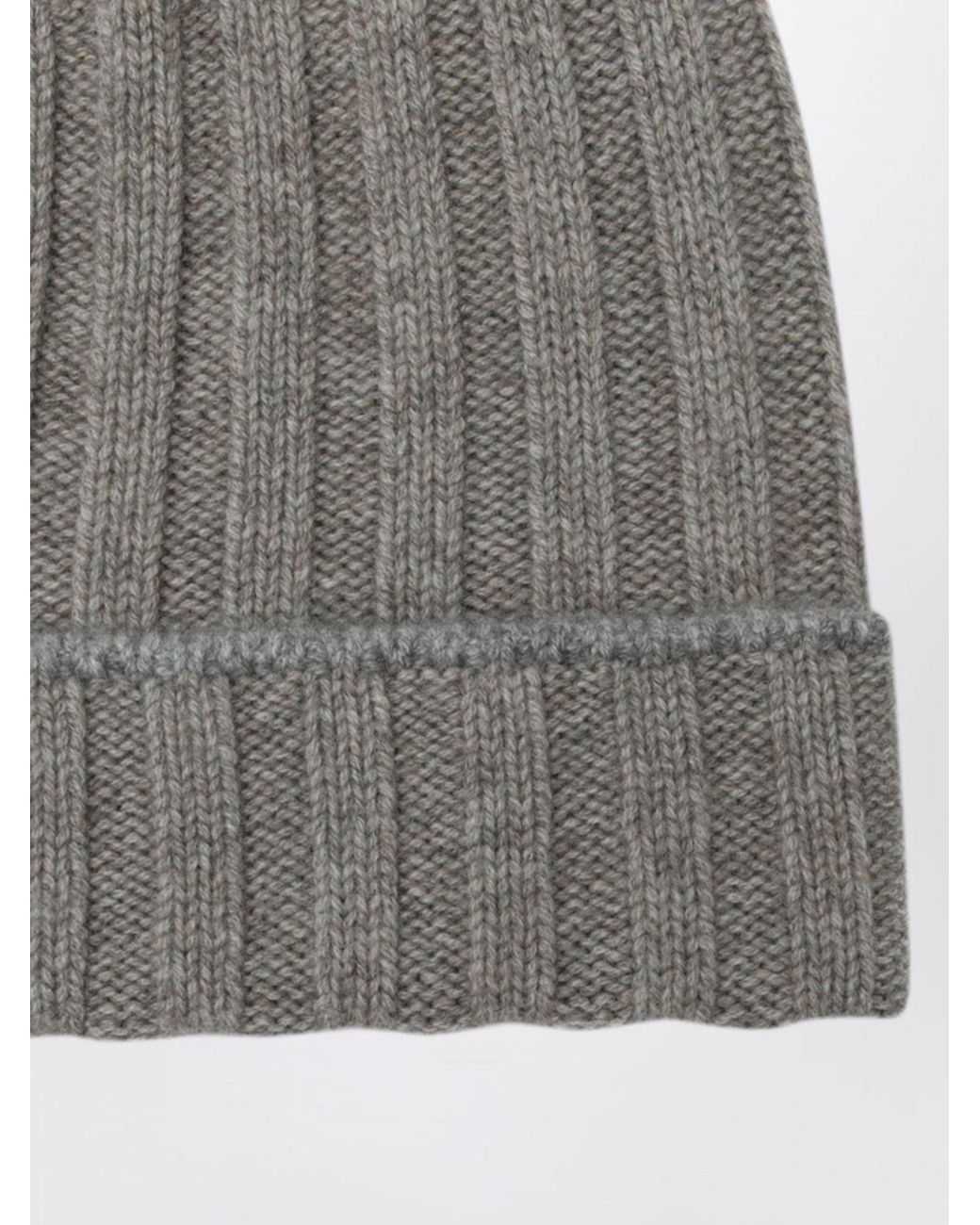 Brunello Cucinelli Gray Ribbed Cashmere Beanie for men