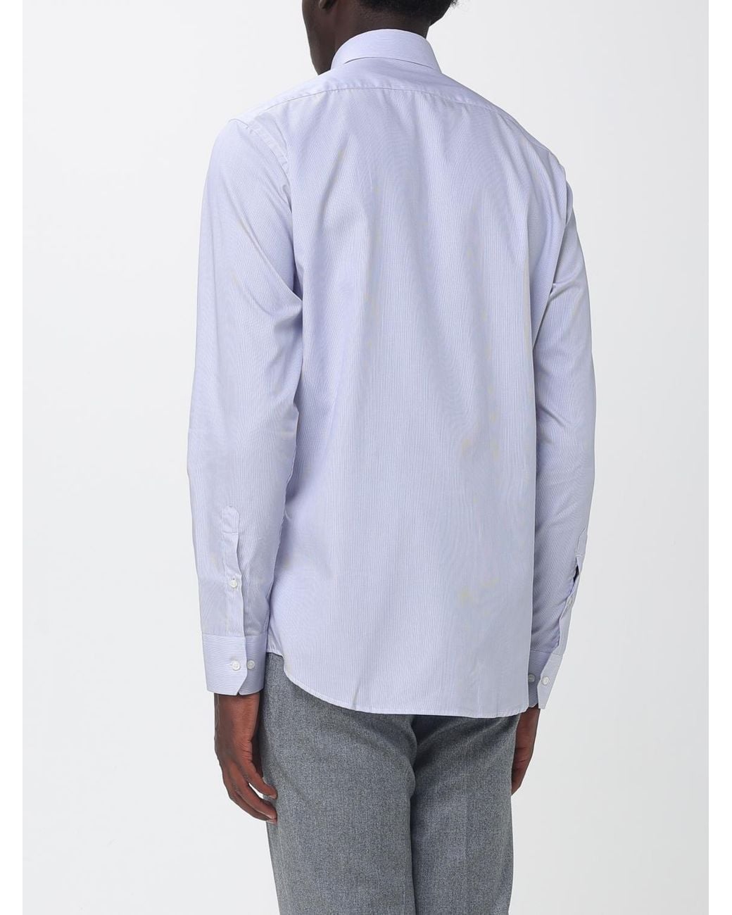 Brooksfield Blue Striped Cotton Twill Slim Fit Shirt With French Collar for men