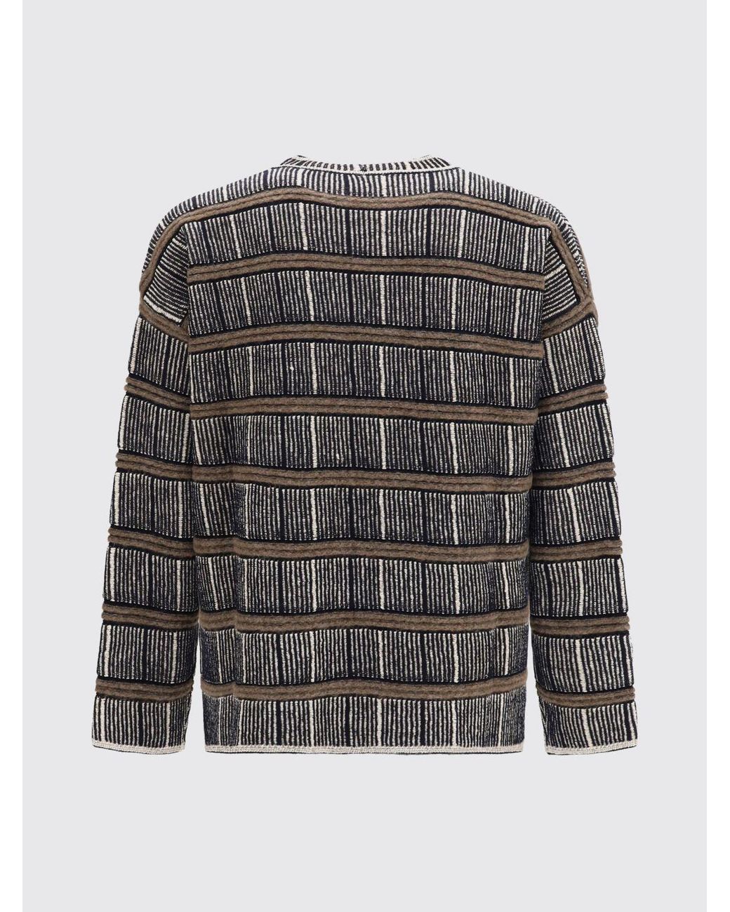 Giorgio Armani Gray Striped Crew-Neck Jumper for men