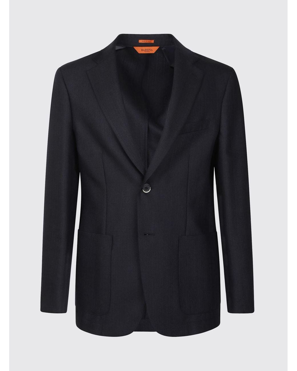 Barena Blue Single-Breasted Virgin Wool Blazer With Patch Pockets for men
