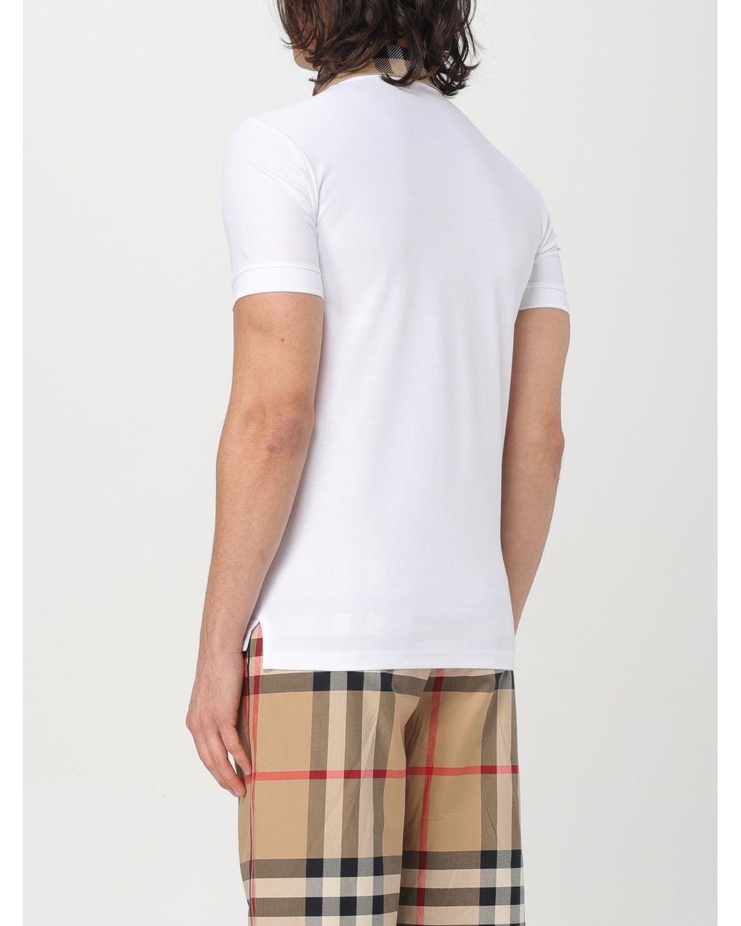 Burberry White Cotton Polo Shirt for men