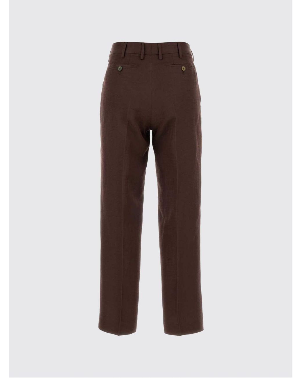 PT Torino Brown Classic Linen And Cotton Blend Trousers