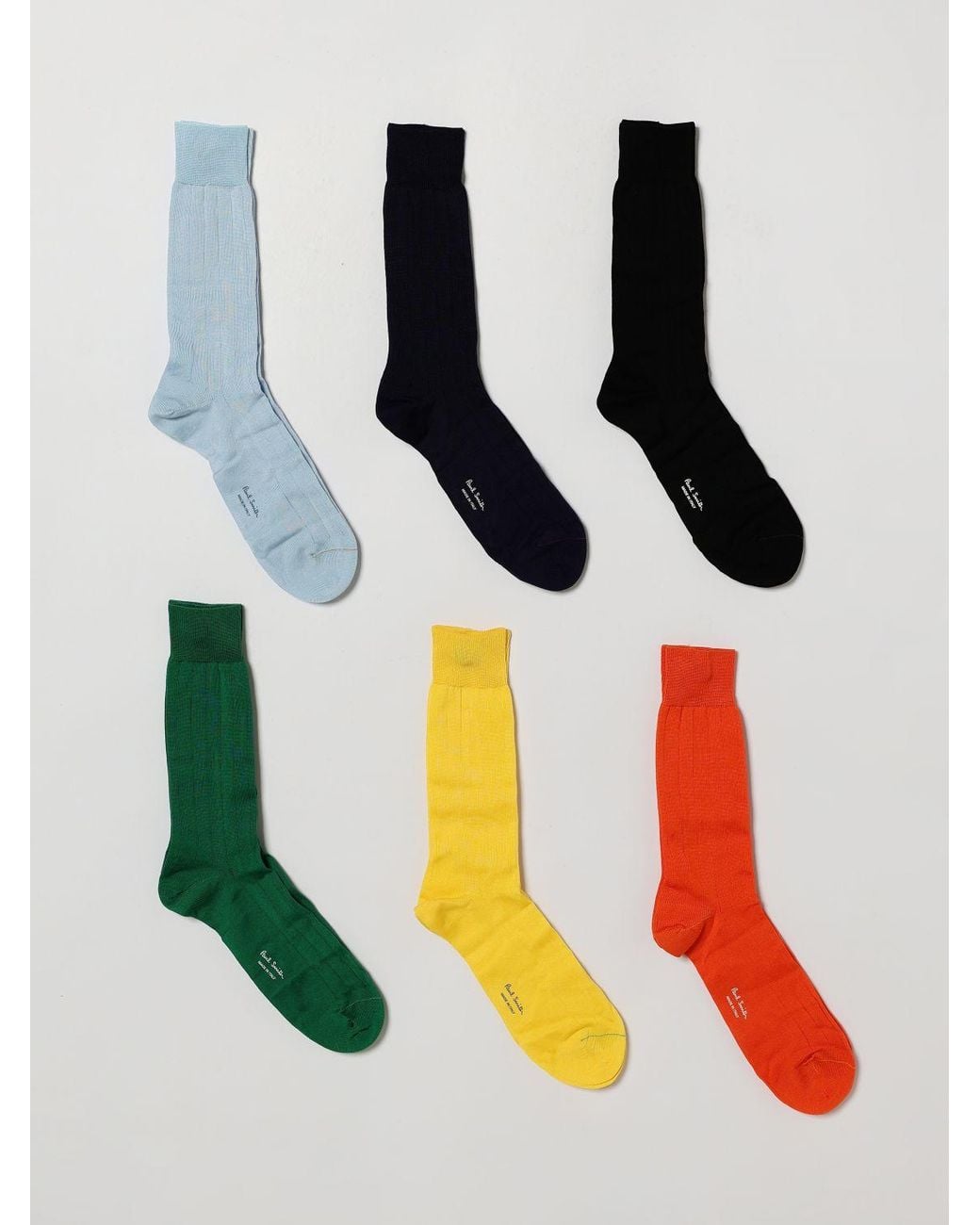 Paul Smith Multicolor Set Of 6 Pairs Of Organic Cotton Blend Socks With Printed Logo for men