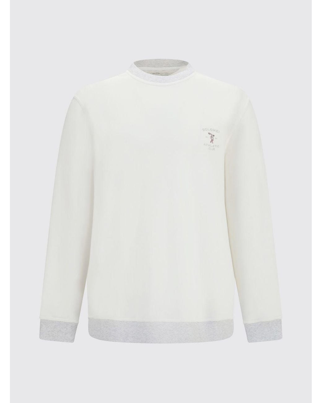 Brunello Cucinelli White Cotton Crewneck Sweatshirt With Contrast Embroidered Logo for men