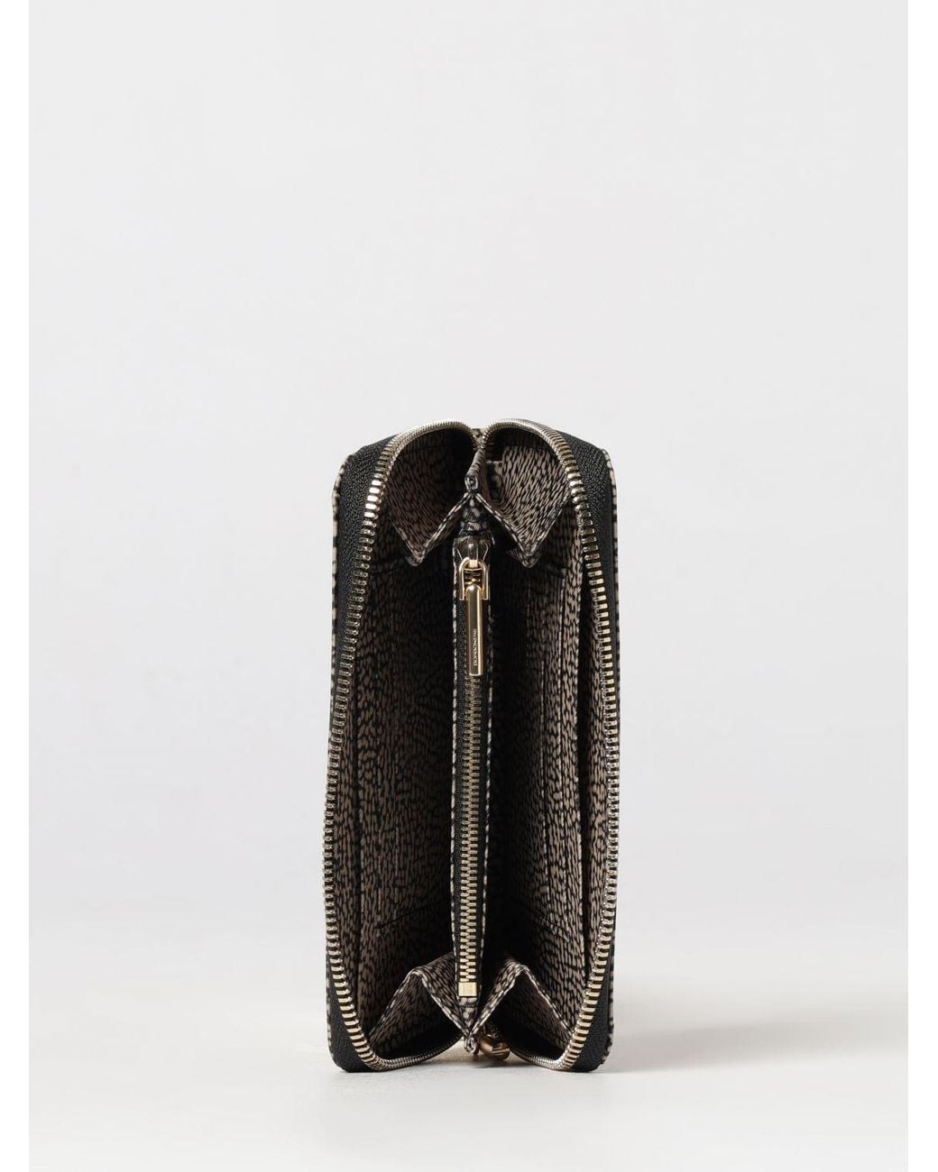 Borbonese Gray Continental Polka Dot Recycled Nylon Zip-Around Wallet
