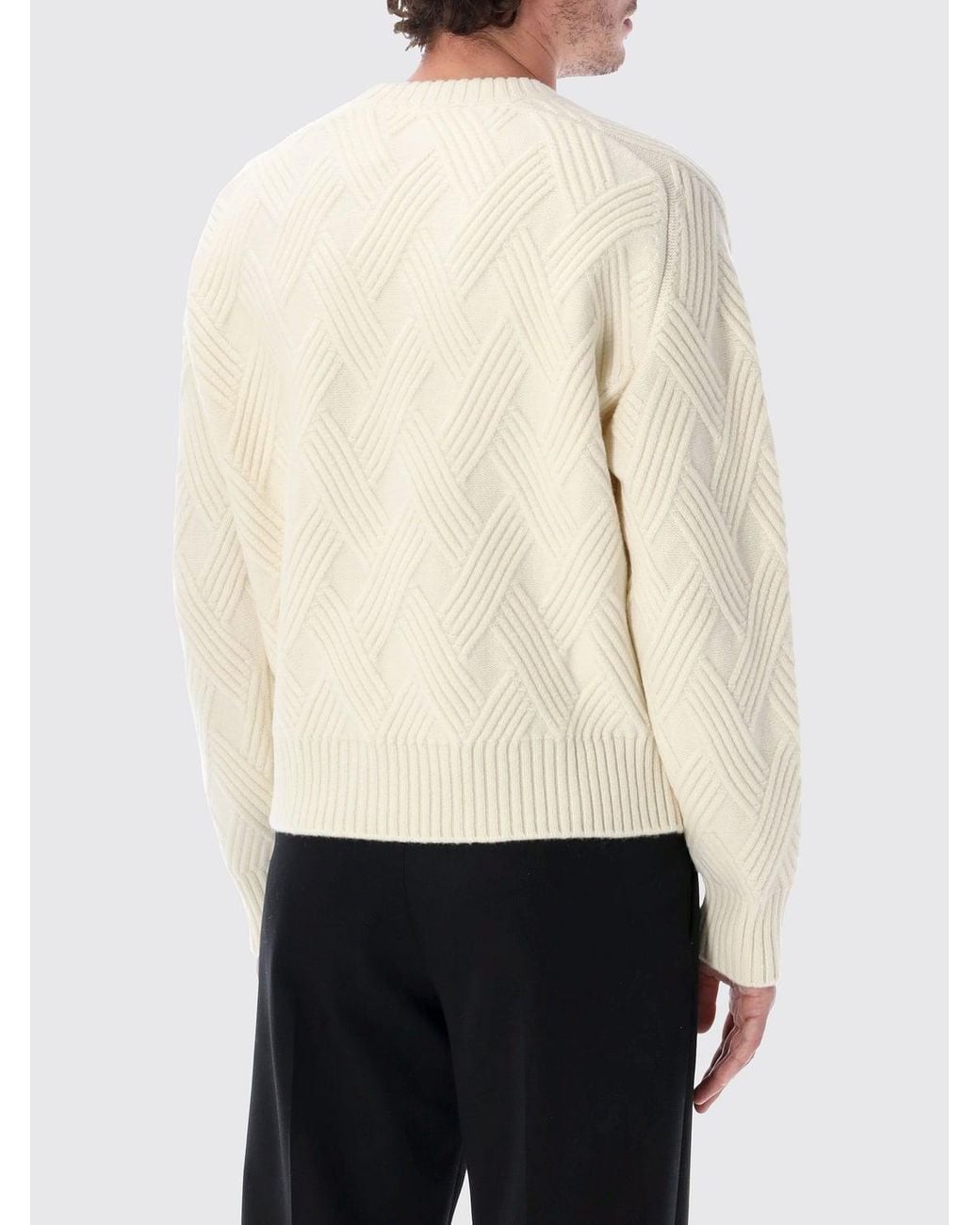 Pull À Col Rond En Laine À Manches Longues Et Épaules Tombantes Lanvin pour homme en coloris White
