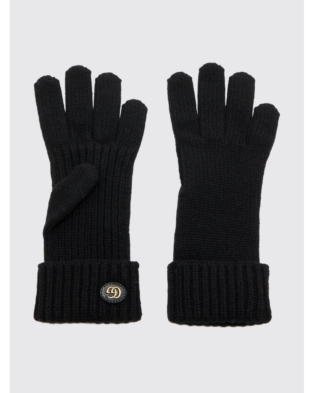 Gucci Black Gg Monogram Wool-Blend Gloves With Ribbed Cuffs