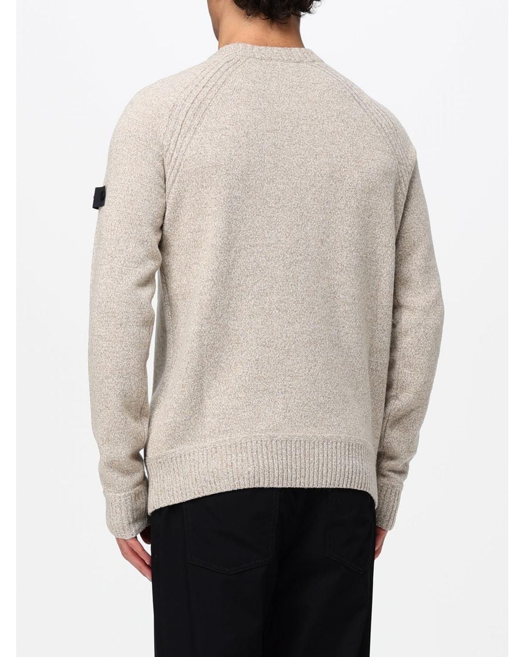 Peuterey Natural Crewneck Pure Wool Jumper With Applied Logo for men