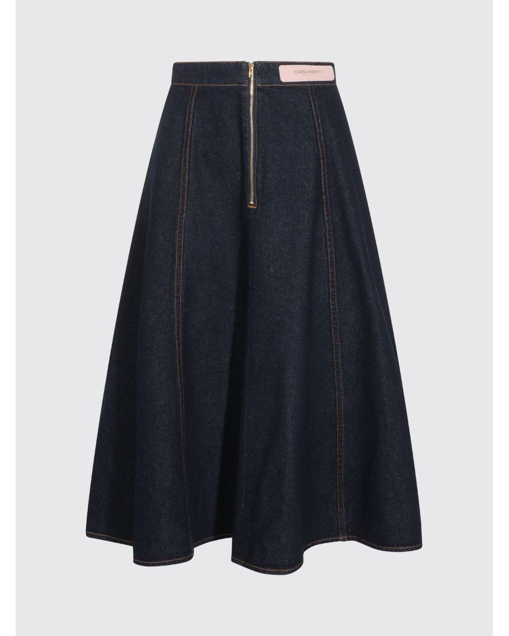 Alberta Ferretti Blue High-Waisted A-Line Midi Skirt