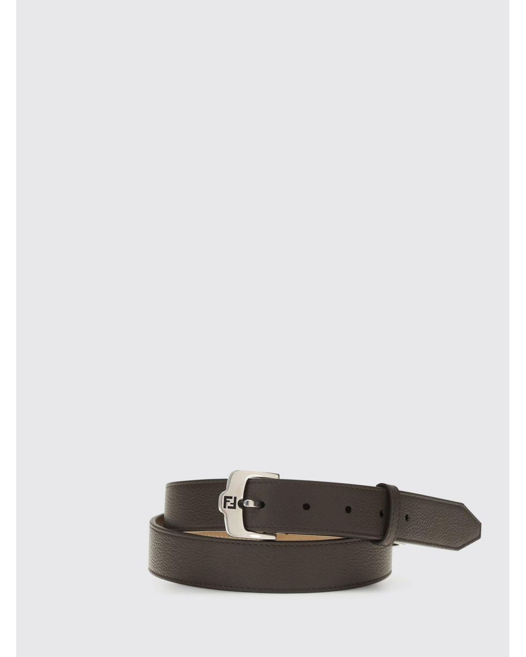 Fendi White Grained Leather Ff Belt for men