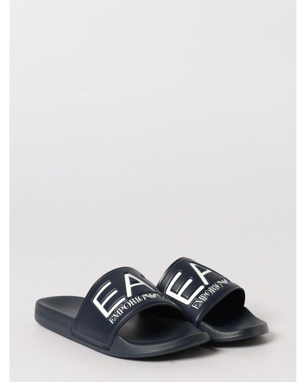 EA7 White Rubber Sliders With Logo Print for men