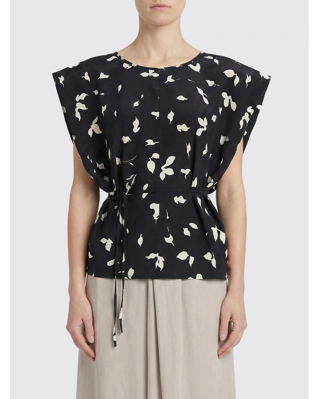 Alysi Black Patterned Cotton Top