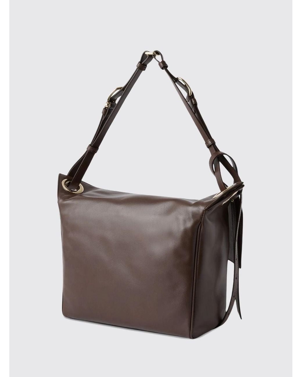 Furla Brown Ginevra Smooth Leather Shoulder Bag With Logo Charm