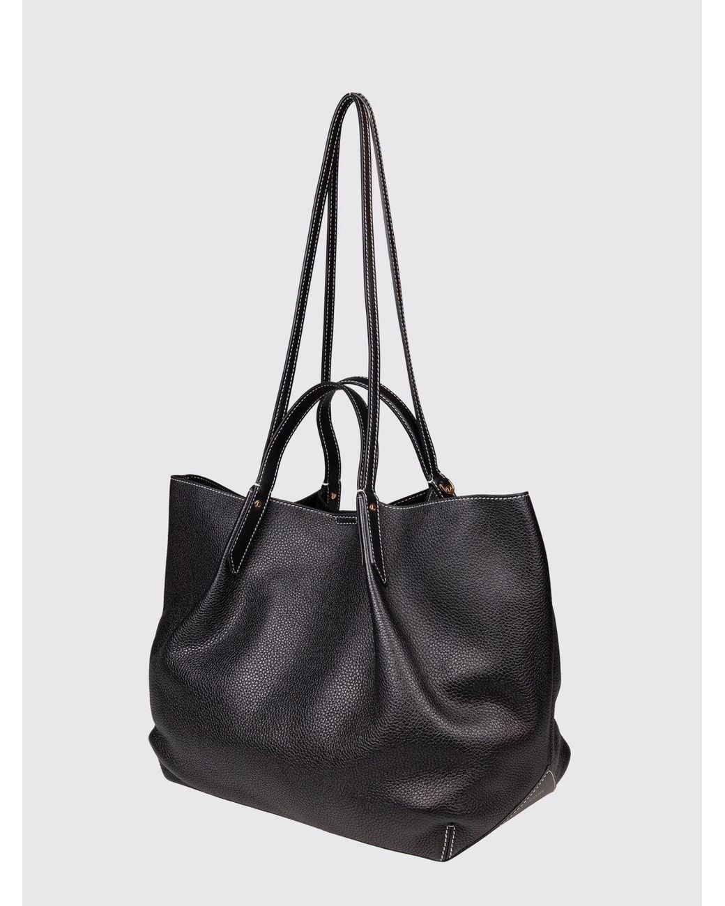 Lanvin Black Catch Large Grained Leather Tote Bag With Four Handles