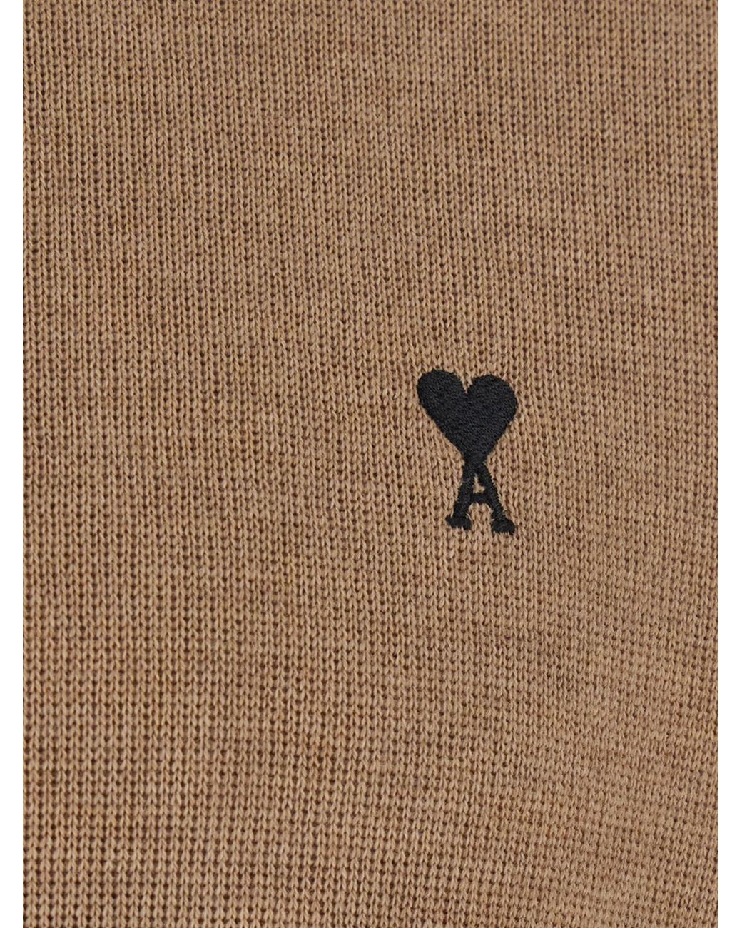 AMI Natural Wool Crewneck Jumper With Embroidered Ami De Cœur Logo for men