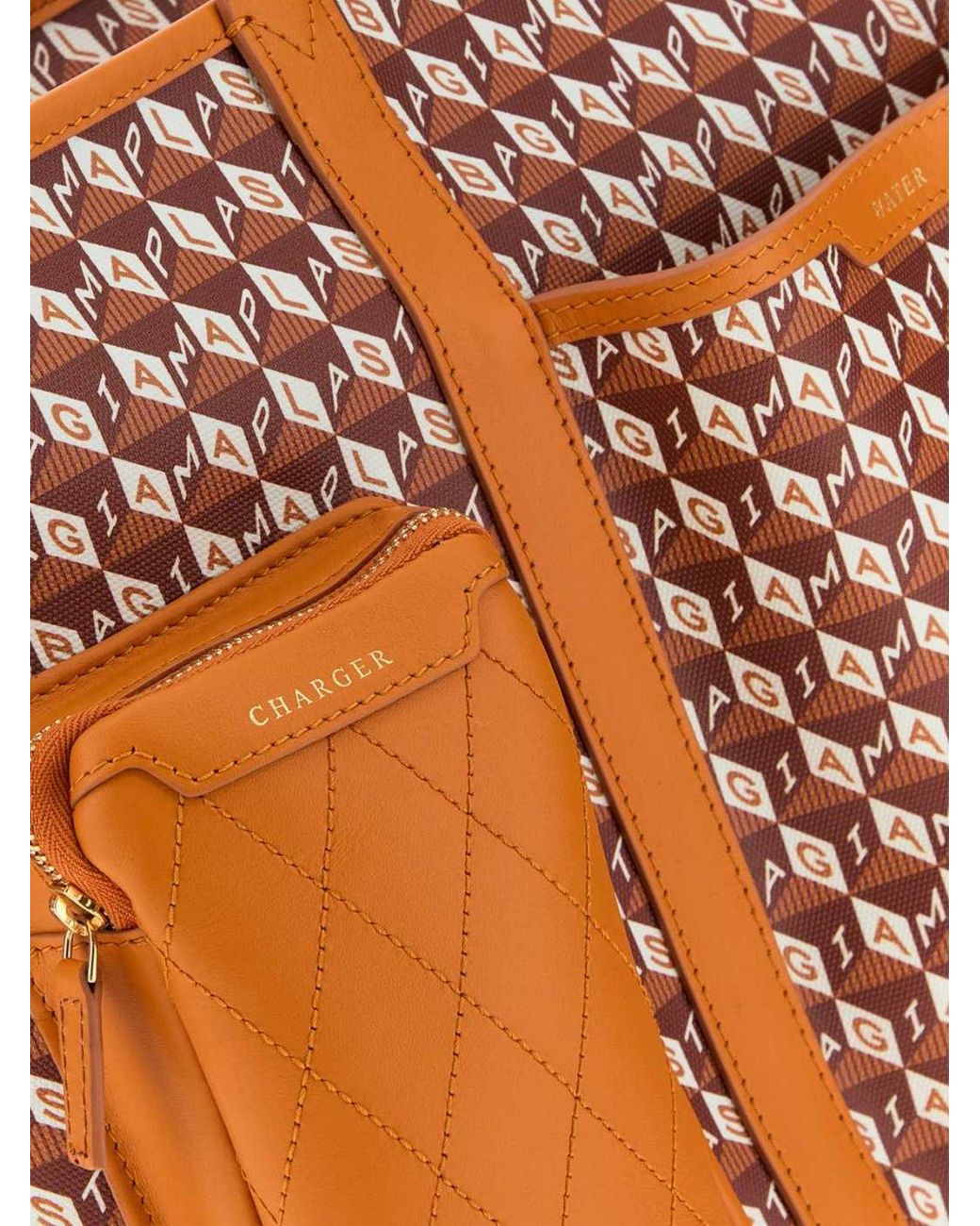 Anya Hindmarch Orange I Am A Plastic Bag Coated Cotton Tote Bag With Printed Logo