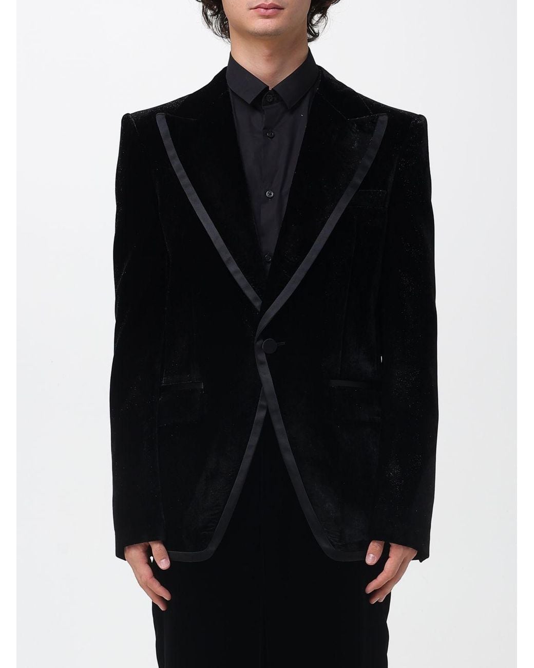DSquared² Black Single-Breasted Velvet Blazer for men