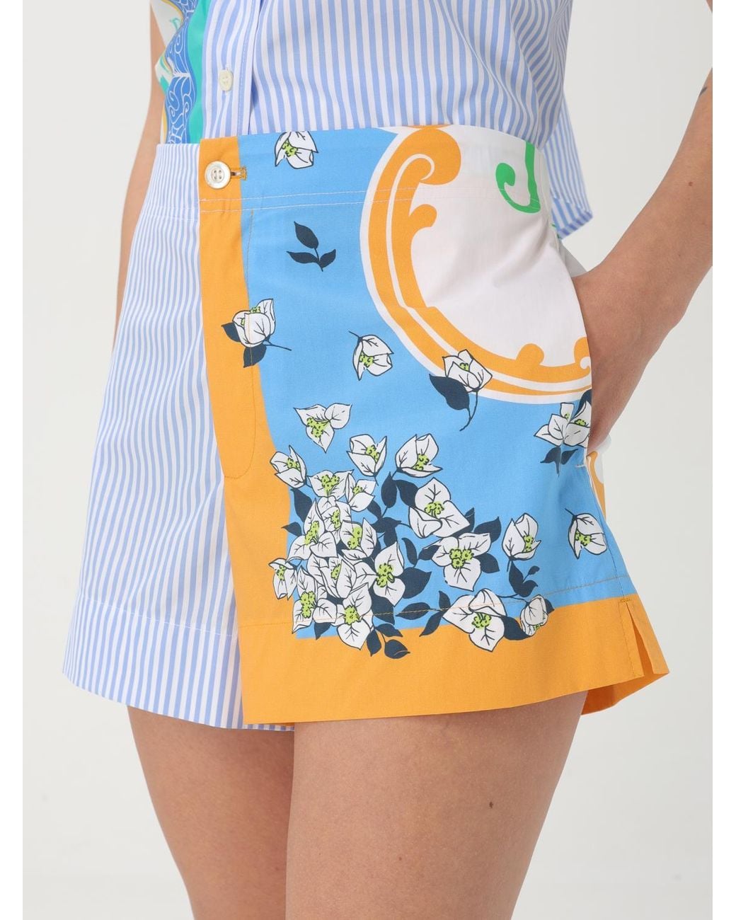 Moschino Blue Printed Panel Shorts