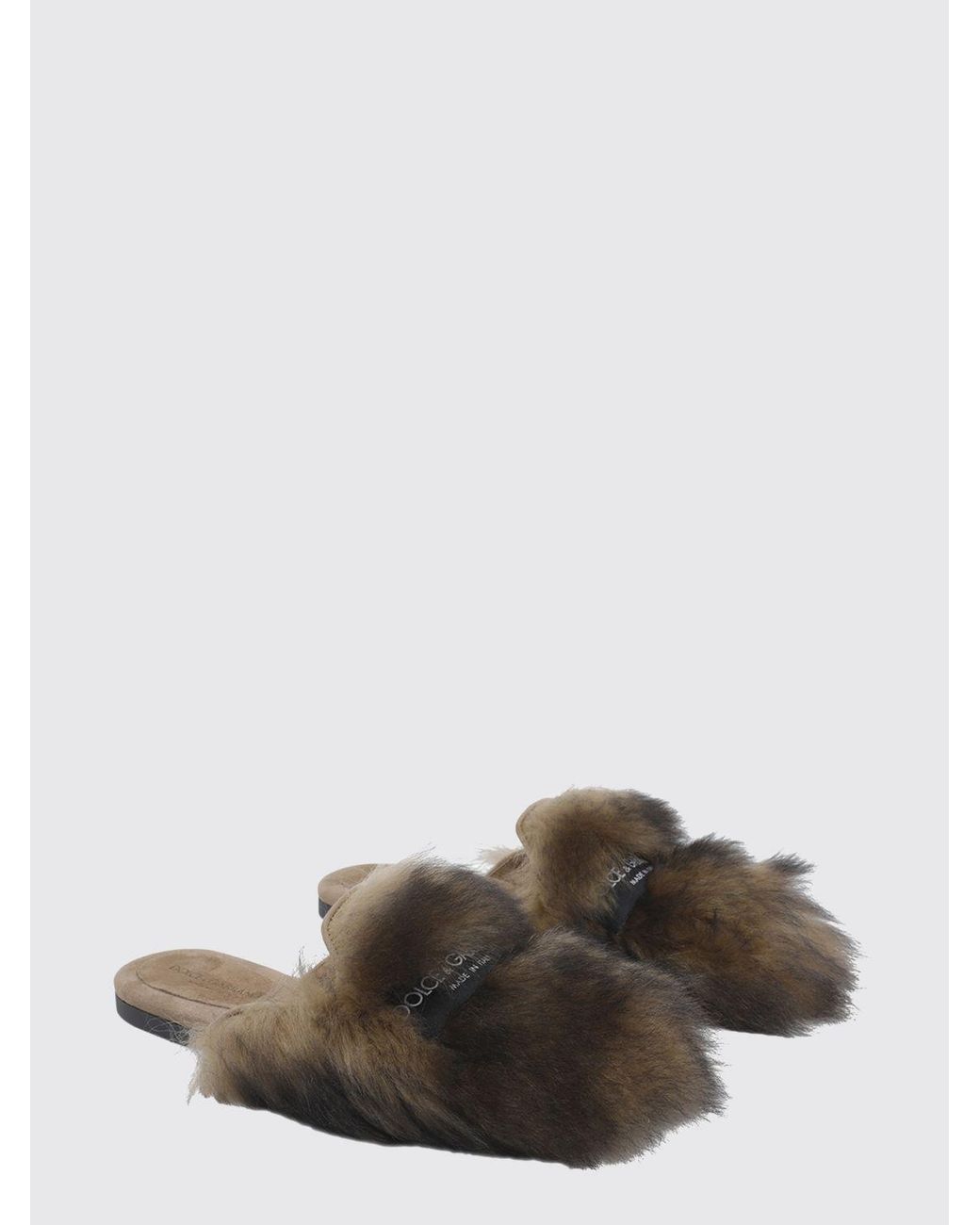 Dolce & Gabbana Red Dolce &Amp Gabbana Shearling Slippers
