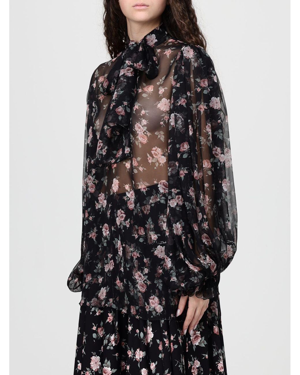Dolce & Gabbana Black Dolce &Amp Gabbana Floral Silk Dress