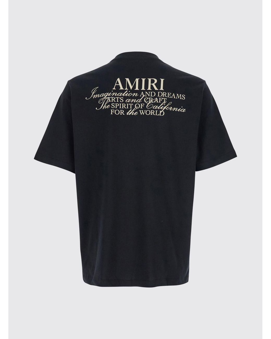 Amiri Black Crewneck Pure Cotton T-Shirt With Contrasting Logo for men