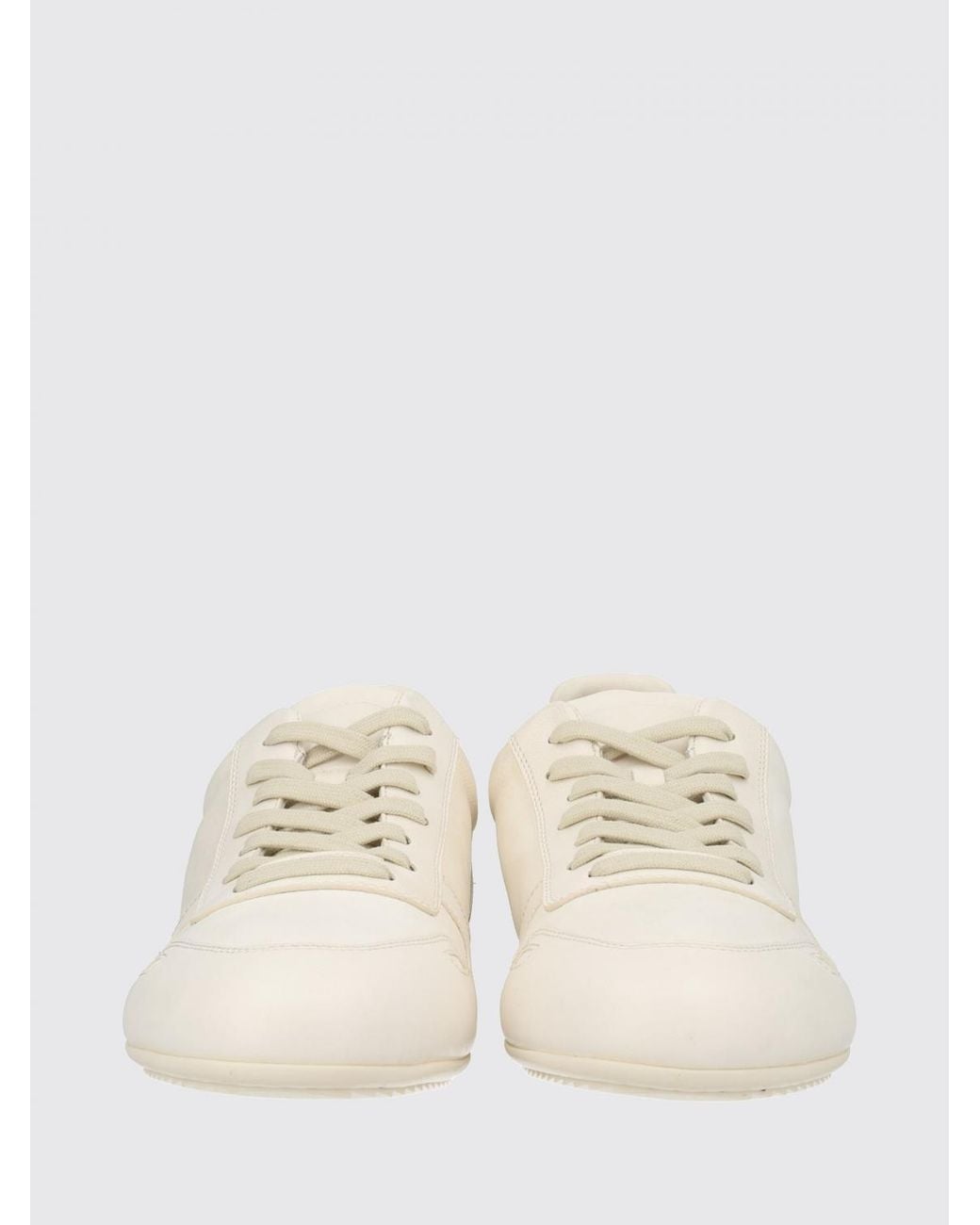 Rick Owens Natural Smooth Leather Low Top Trainers With Rubber Sole for men
