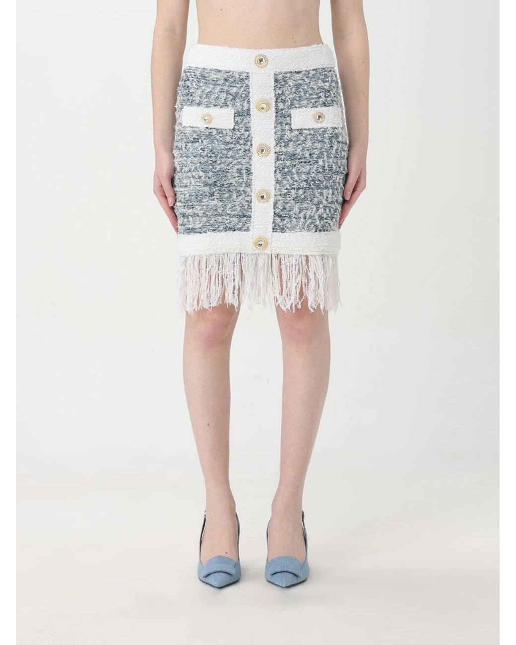 Balmain Blue Paris Mini Skirt