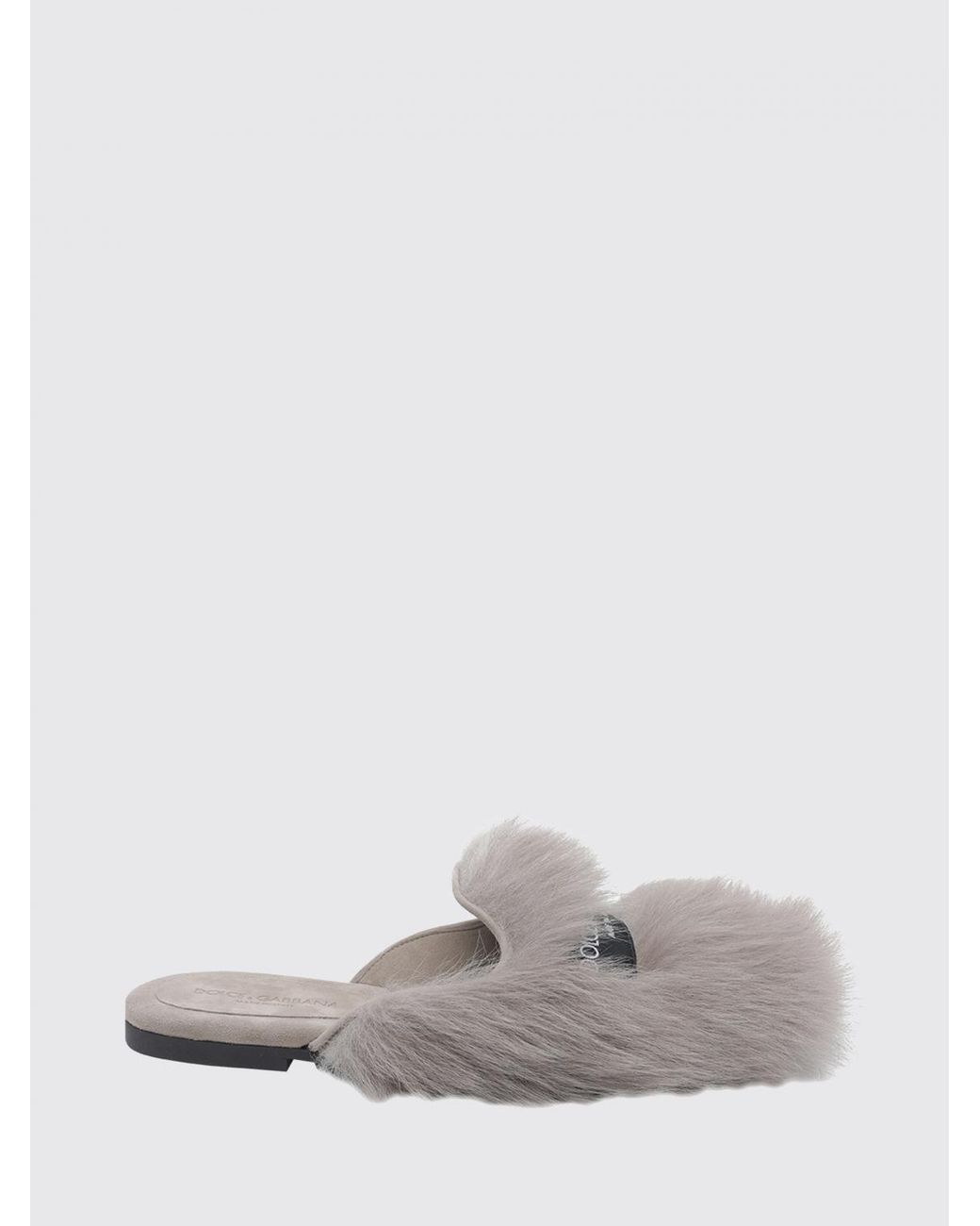 Dolce & Gabbana White Dolce &Amp Gabbana Shearling Slippers