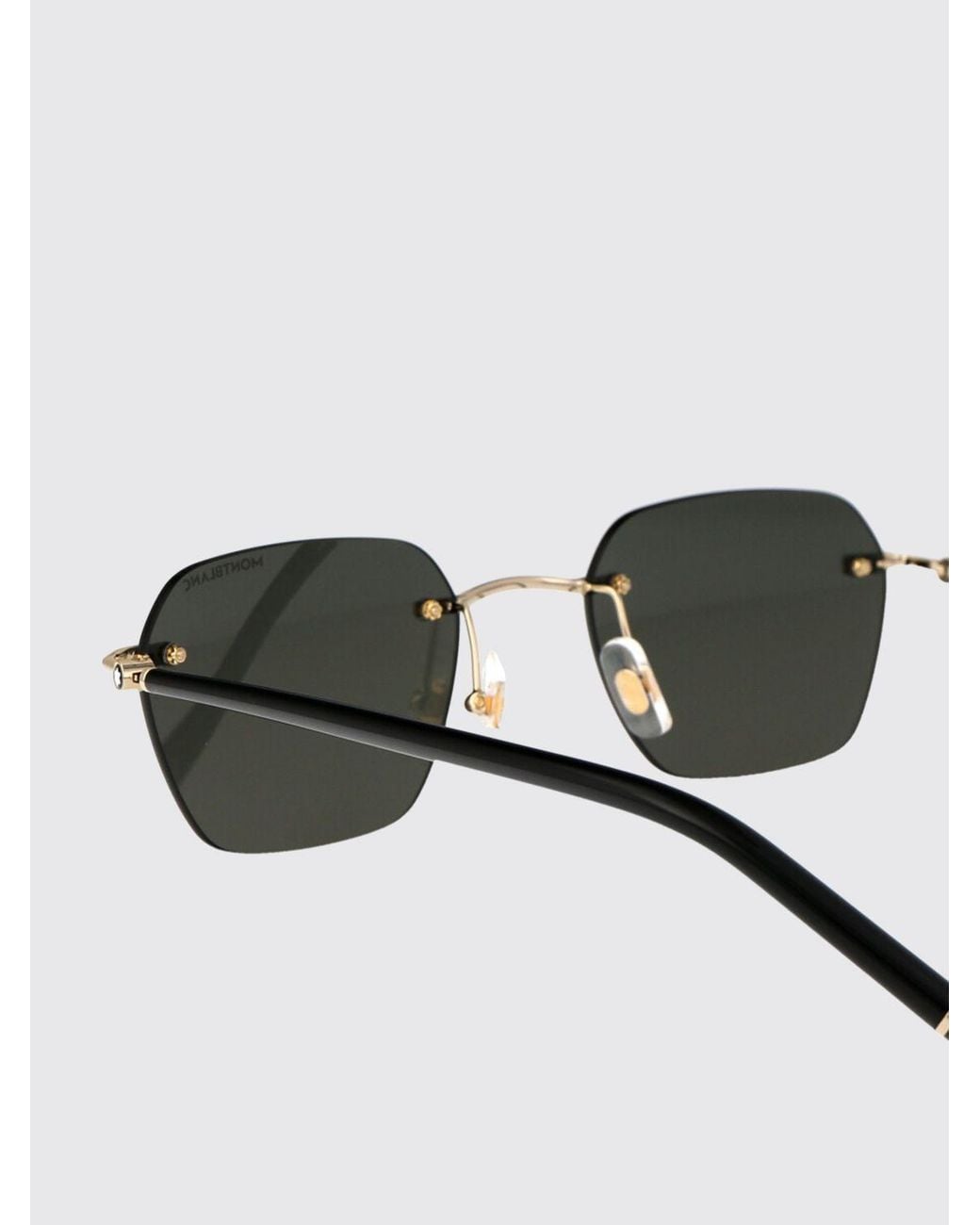 Montblanc Gray Rectangular Metal Sunglasses for men
