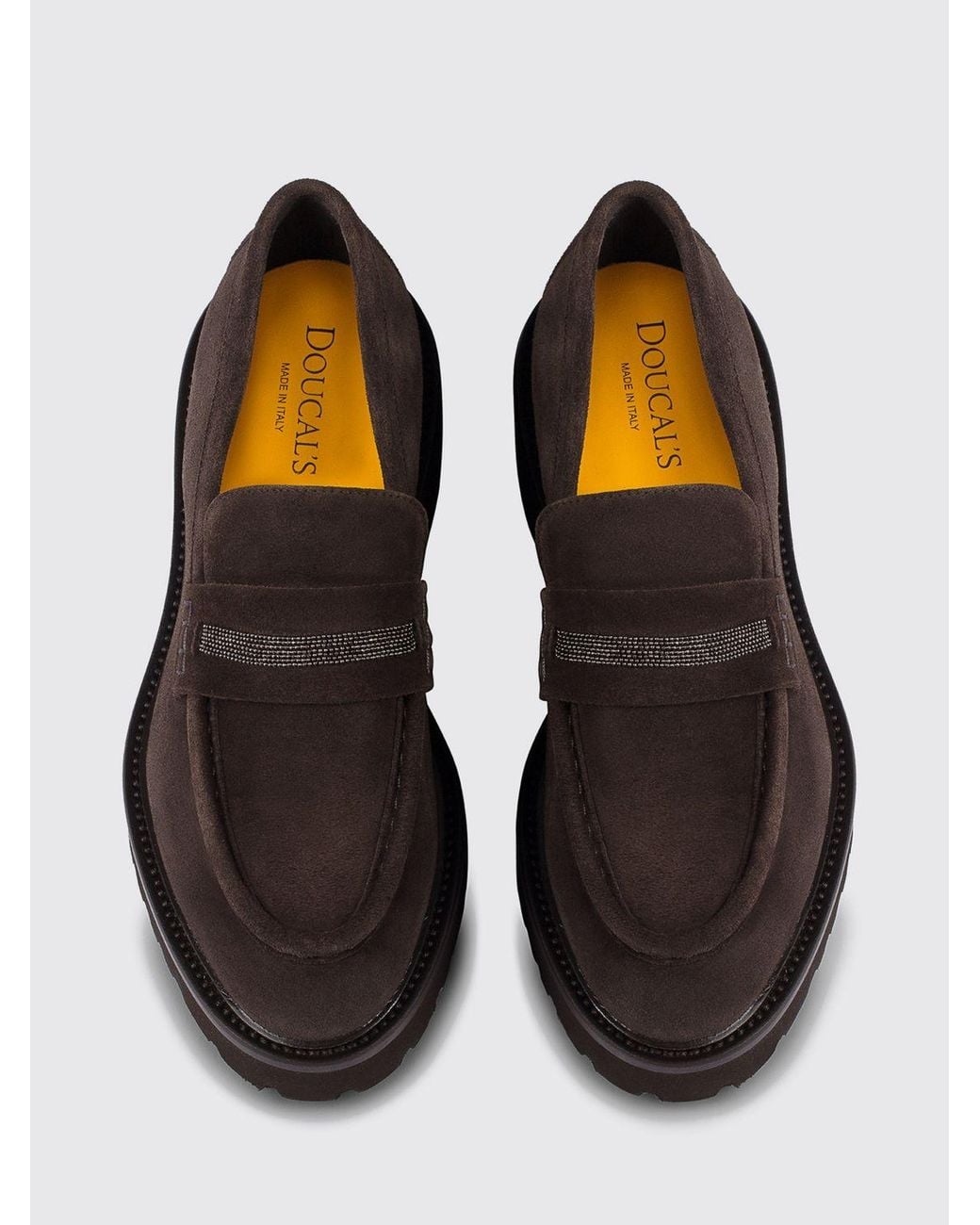 Doucal's White Suede Penny Loafers With Lug Sole