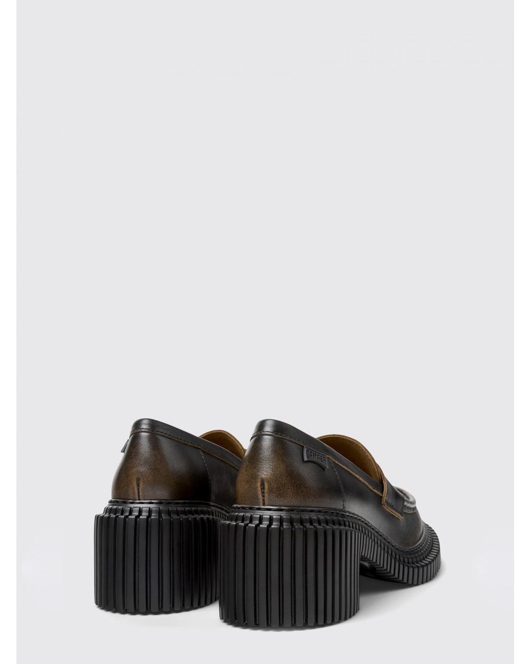 Camper Black Pix London Aged Leather Loafers