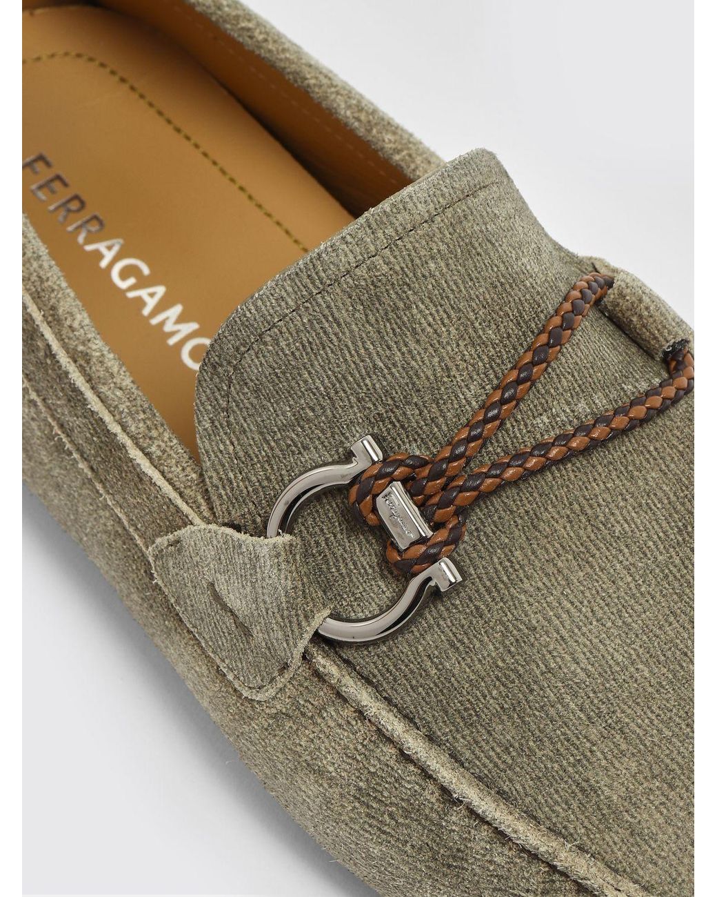 Ferragamo Multicolor Gancini Suede Driver Loafers for men