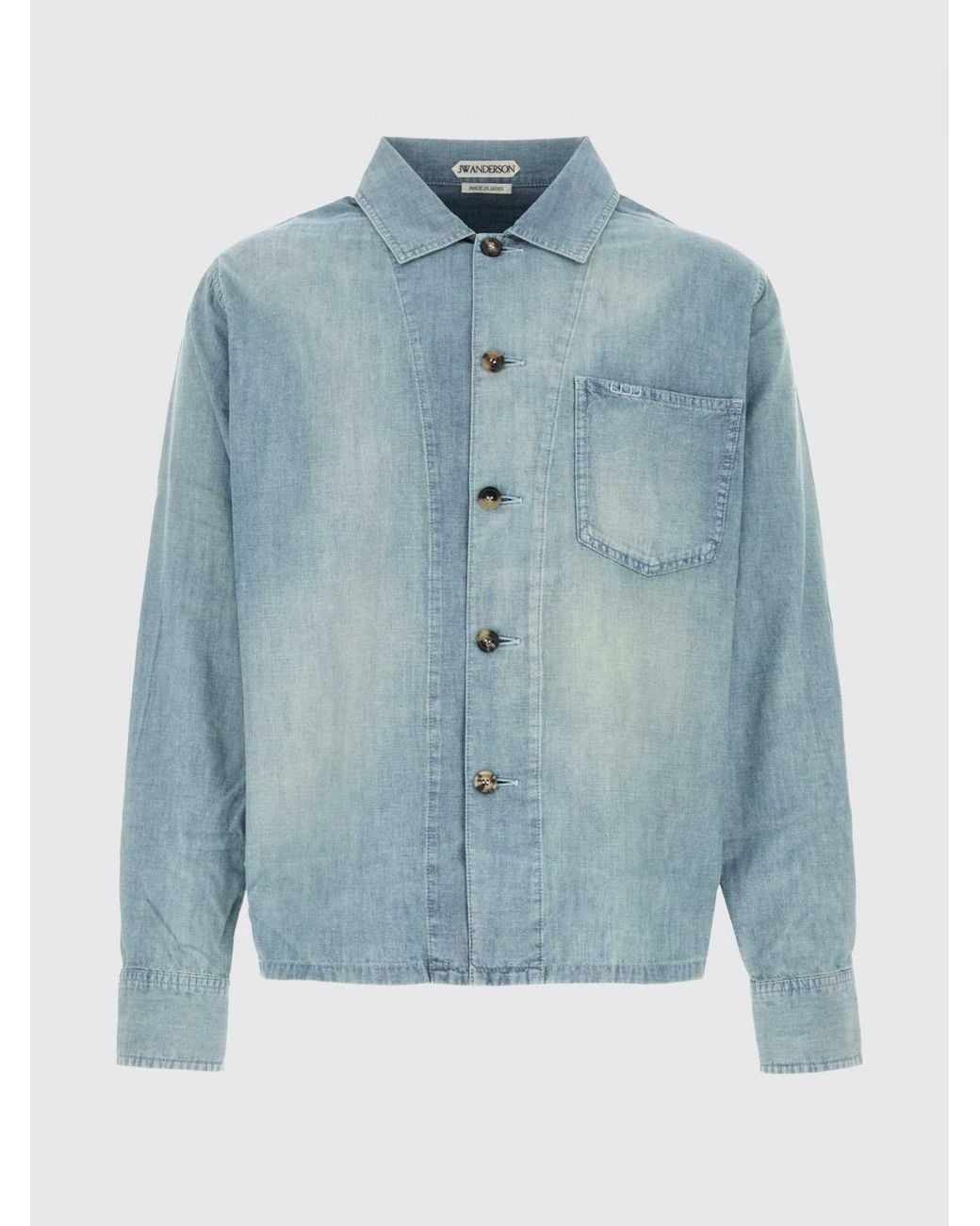 J.W. Anderson Blue Casual Cotton Denim Shirt With French Collar And Patch Pocket for men