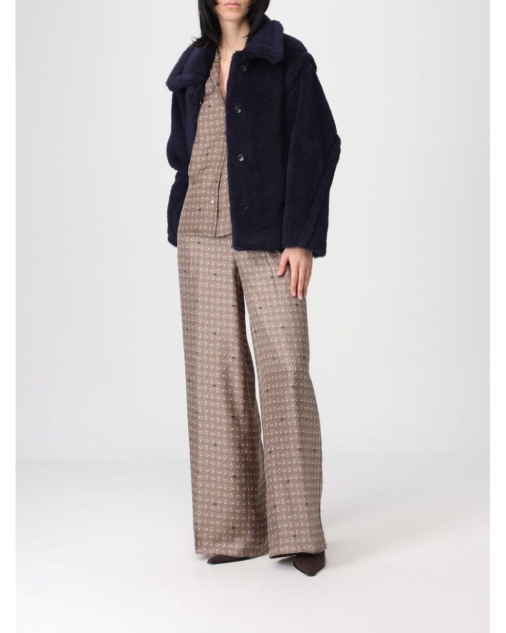 Max Mara Blue Alpaca Fur Coat