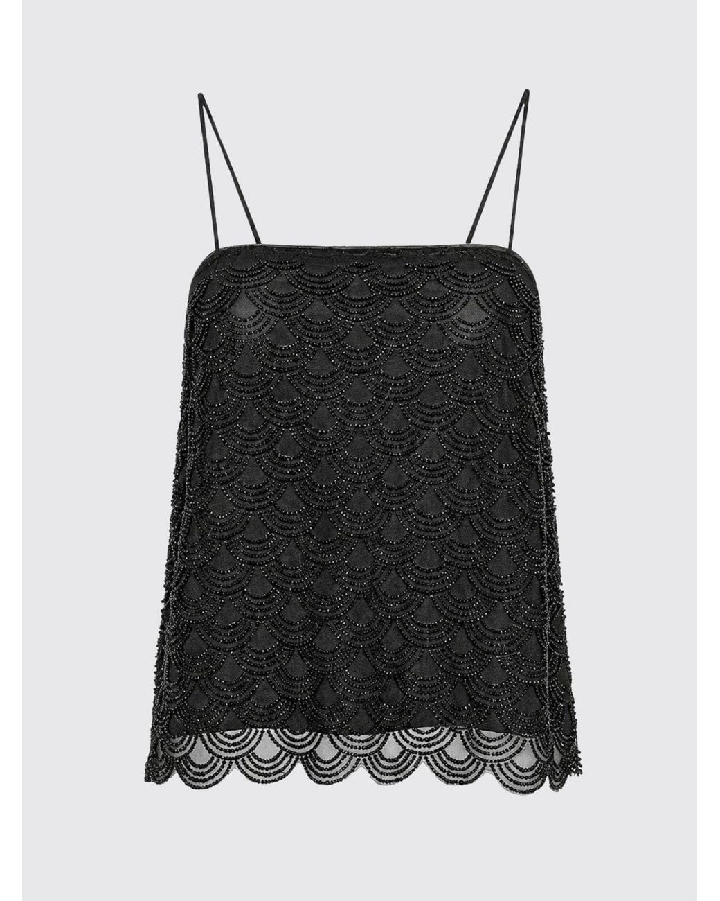 ROTATE BIRGER CHRISTENSEN Black Rhinestone Embellished Evening Top