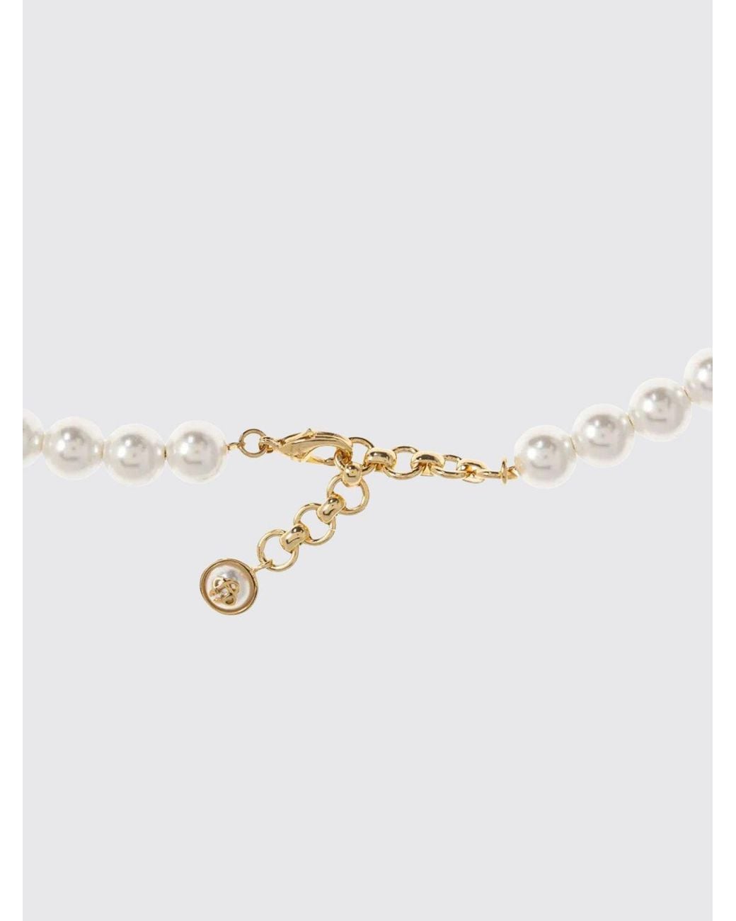 Casablanca White Strawberry Brass Necklace With Synthetic Pearls And Pendant