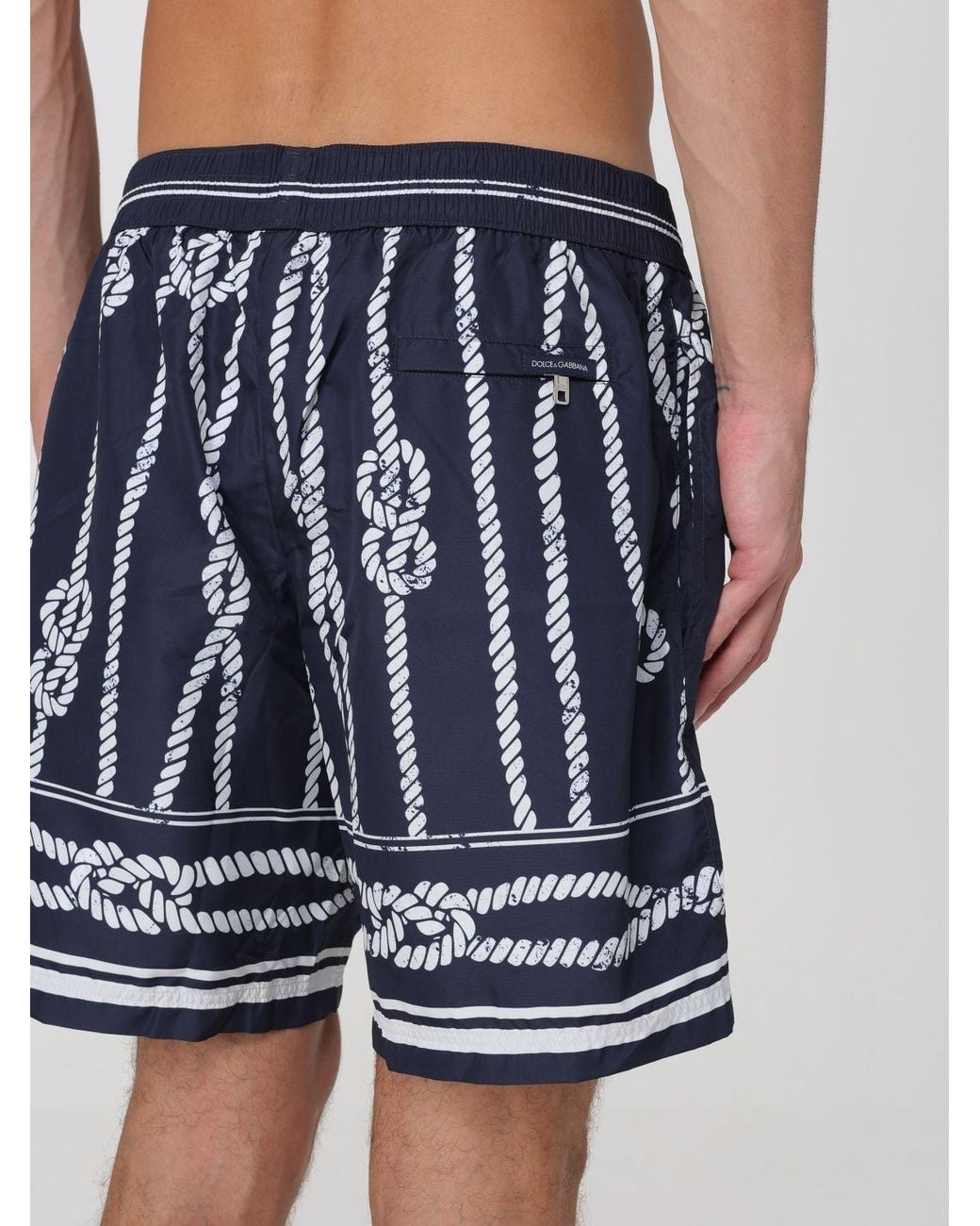 Dolce & Gabbana Blue Dolce &Amp Gabbana Boxer-Style Swim Shorts With Graphic Print And Drawstring Waist for men