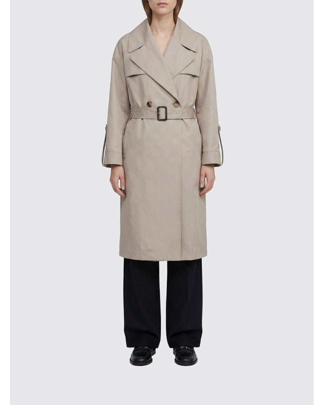 Gabardina Cruzada De Mezcla De Algodón Max Mara de color Natural