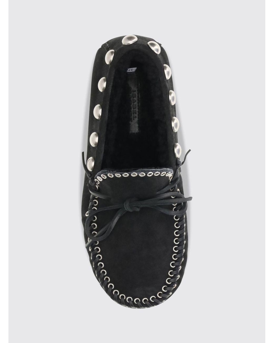 Isabel Marant White Fitza Studded Suede Loafers With Shearling Lining