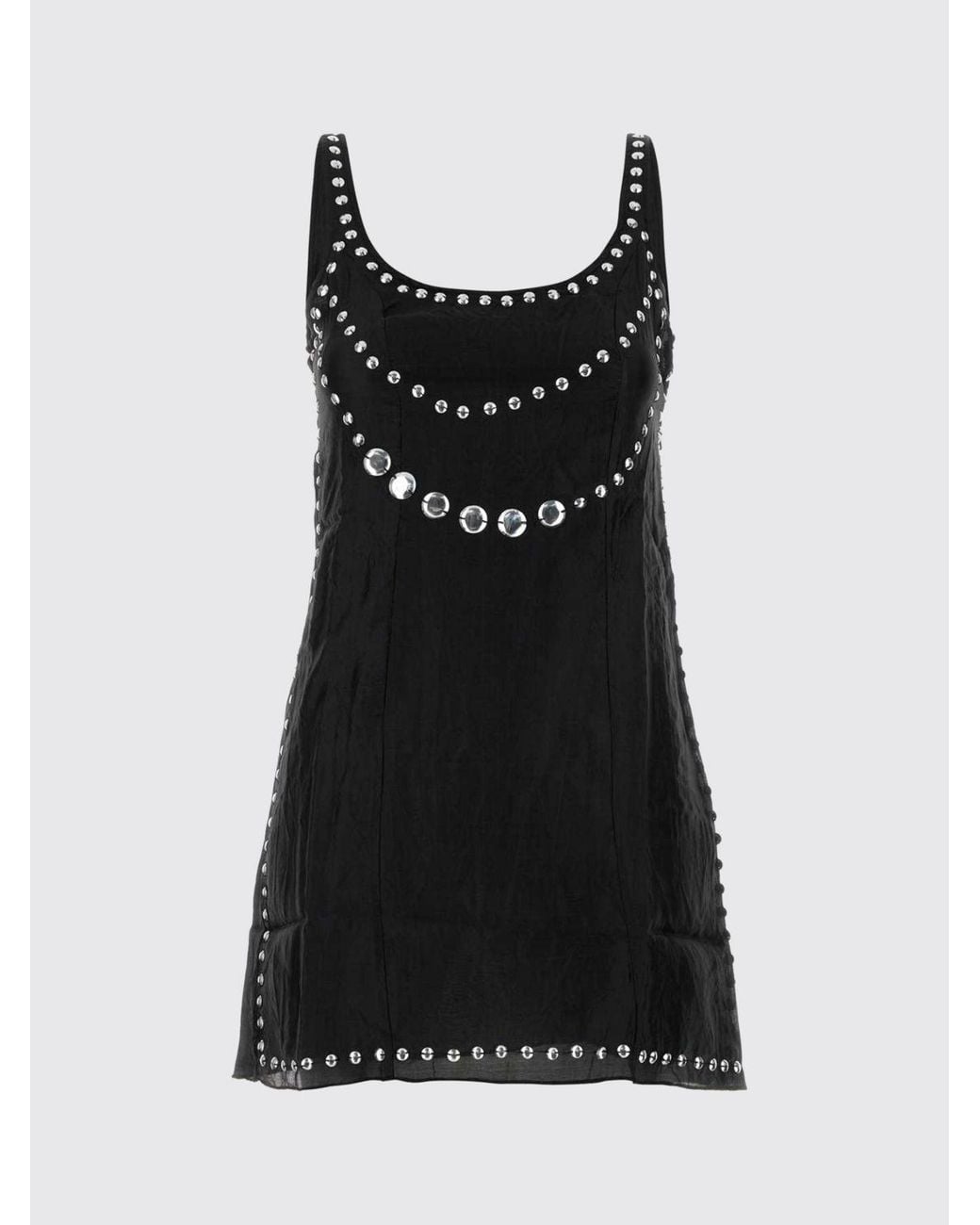 GIMAGUAS Black Gimagguas Off-The-Shoulder Studded Silk Sheath Mini Dress