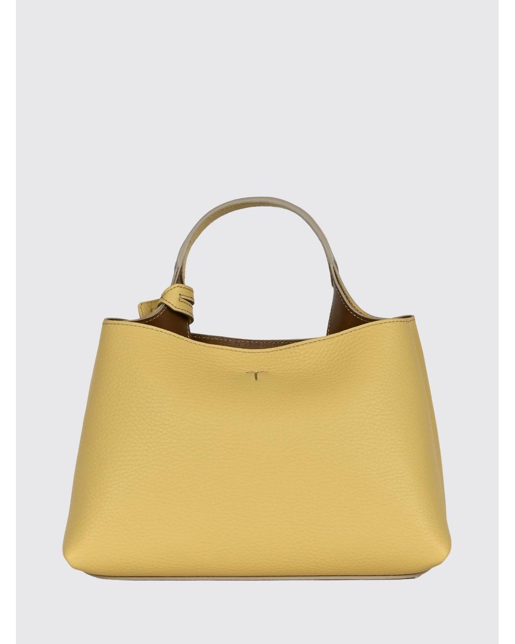 Tod's Metallic Grained Leather Handbag With Removable Strap And Charm