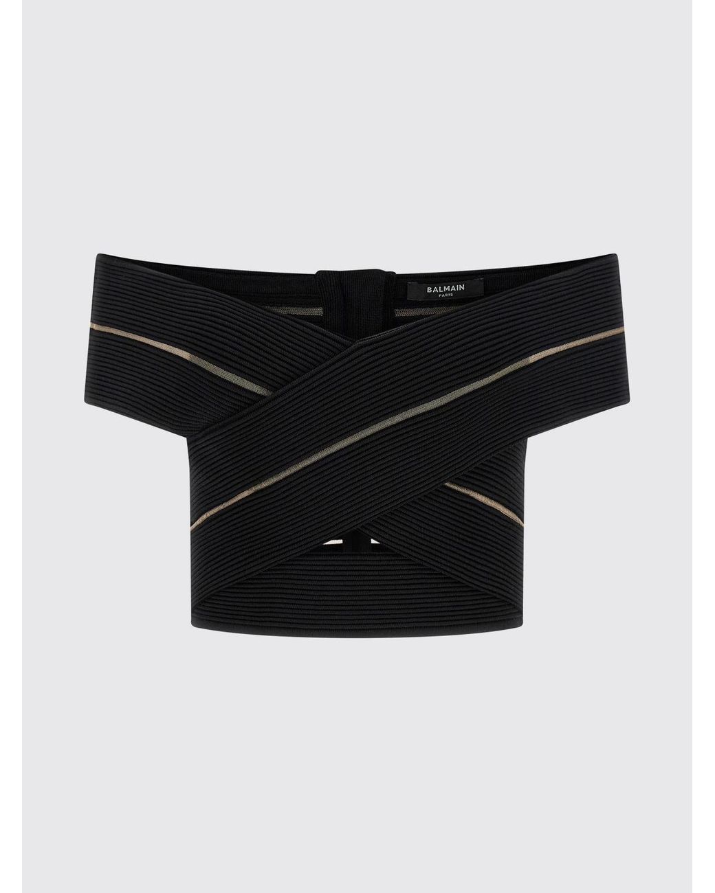 Balmain Black Jersey Cropped Top